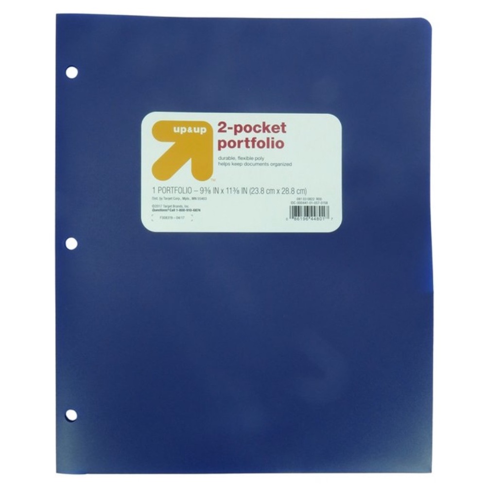 up&up 2 Pocket Plastic Folder Blue
